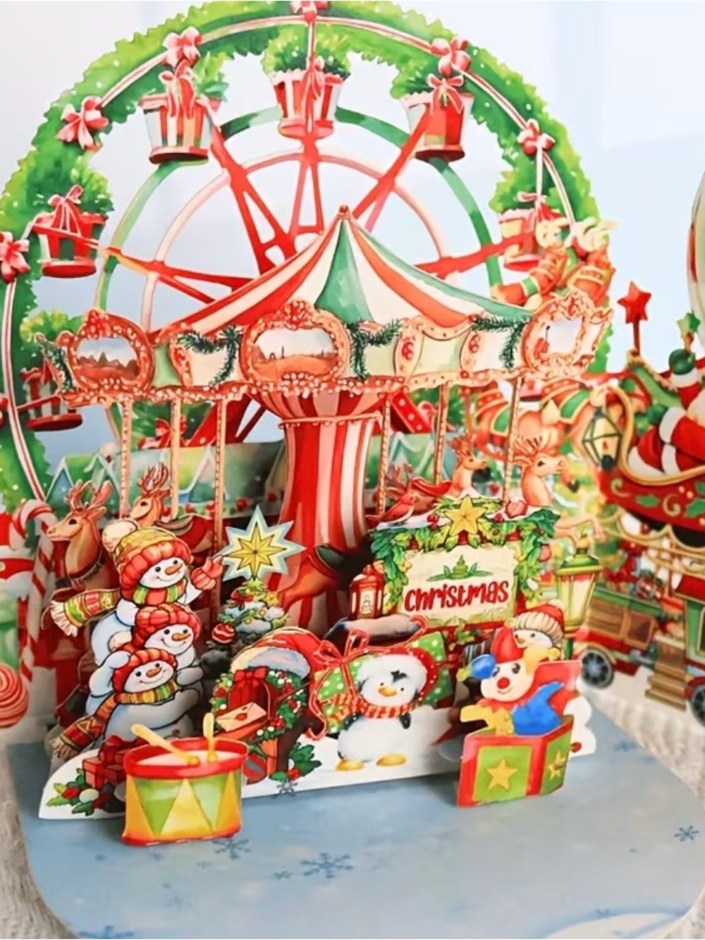 Festive Christmas Carousel Pop-Up Card - Picture 2 of 5